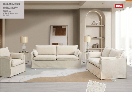 Shane4 Beige Linen 3PPc Living Room set