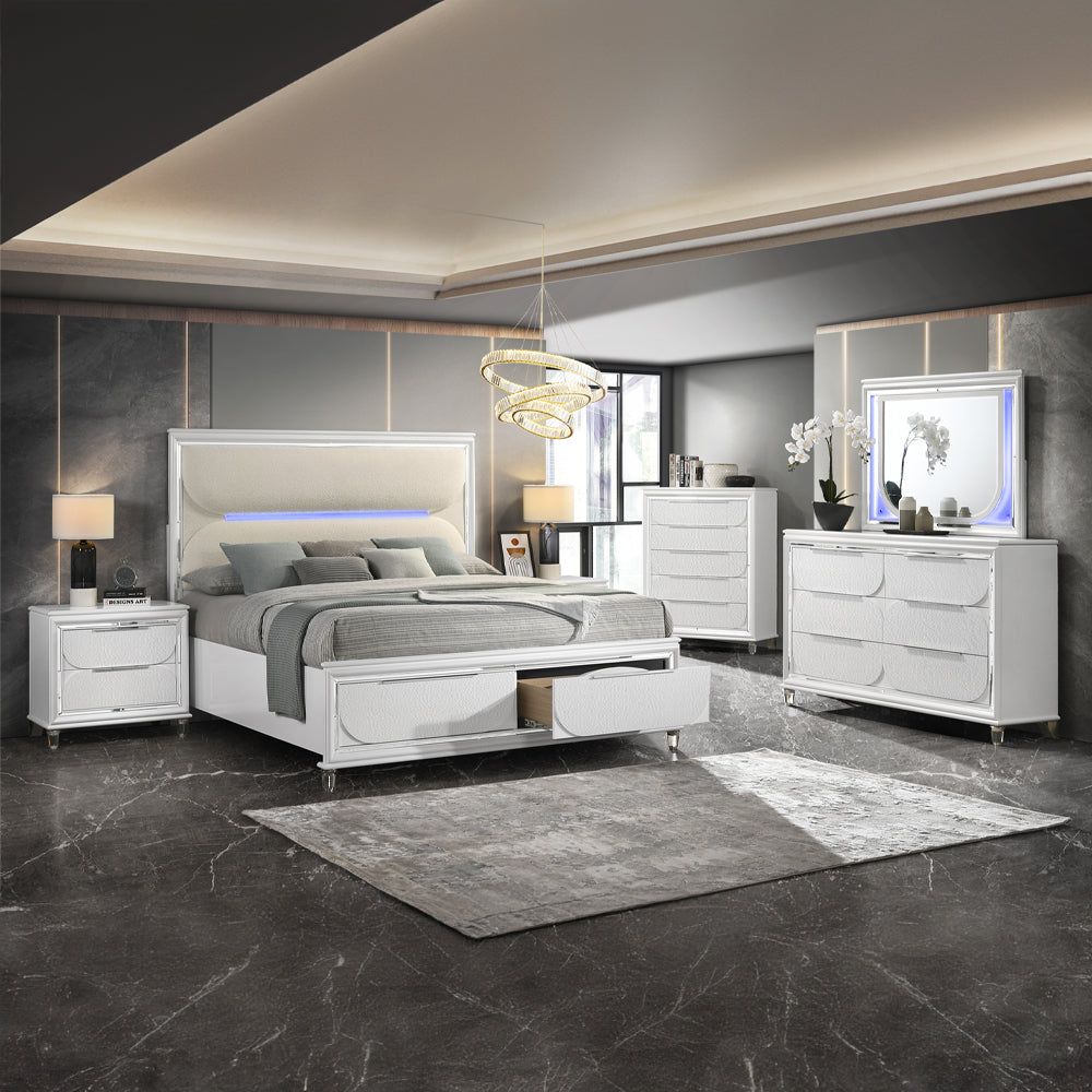 Eastern King Bed w/Storage & LED