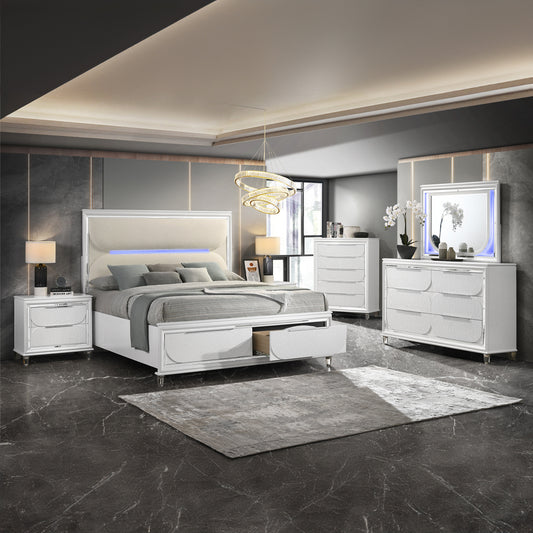 Eastern King Bed w/Storage & LED